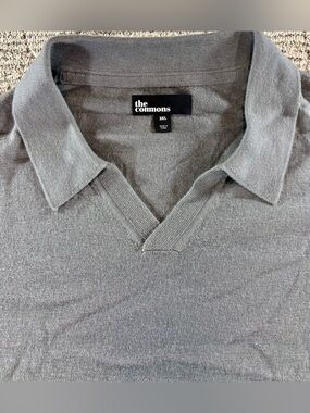NEW The Commons Men’s 3XL Grey Merino Wool Johnny Collar Knit Polo Sweater
